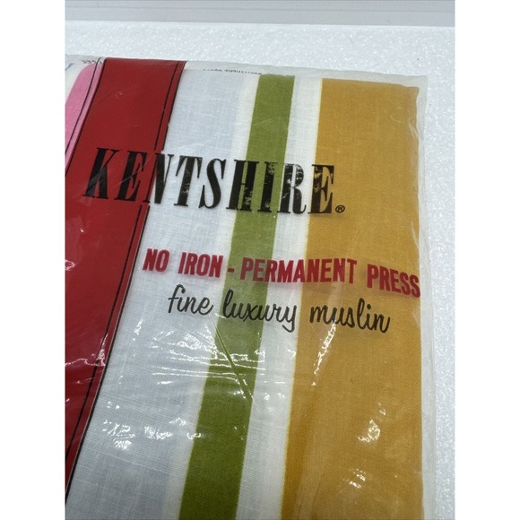 Vintage Kentshire Luxury Muslin 2 Pillow Cases 42x36 MCM Stripes No-Iron USA - Picture 2 of 4